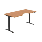 Pracovný stôl Motion Ergo, PO, 2S, 180x70,5-120,5x90 cm, jelša/čierna